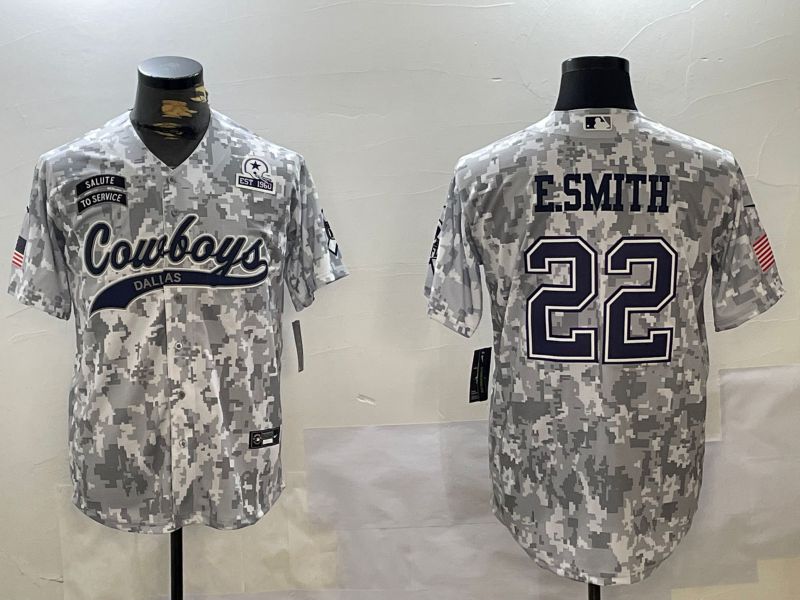 Men Dallas Cowboys #22 E.Smith Nike Arctic Camo 2024 Salute to Service Limited NFL Jersey style 4->dallas cowboys->NFL Jersey